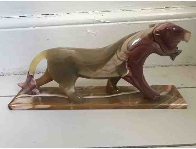 Vintage Agate Panther Sculpture