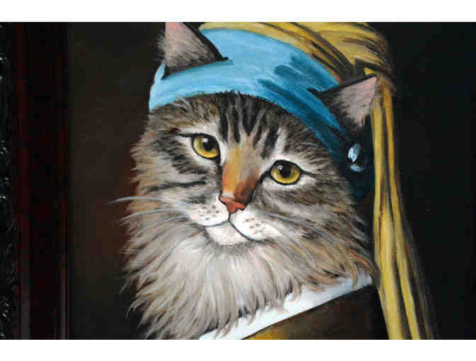 Maine Coon Art Print 'Cat With a Pearl Earring' by Carole Lew ++