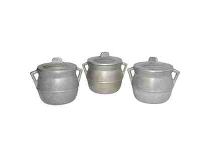 Three Vintage Pewter Pot De Cremes