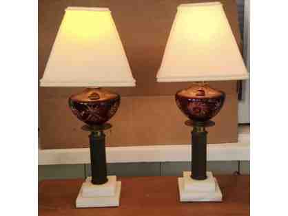 Pair of Ruby Crystal Lamps