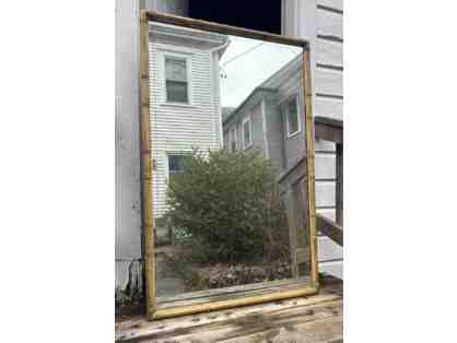 Large Vintage Tiki Mirror, Wood Frame