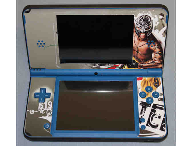 Nintendo DSi XL - Blue w/Lucha Libre Decals + Case