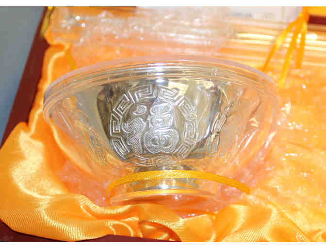 New - 2 - Silver Plated Chinese Soup Bowl Sets