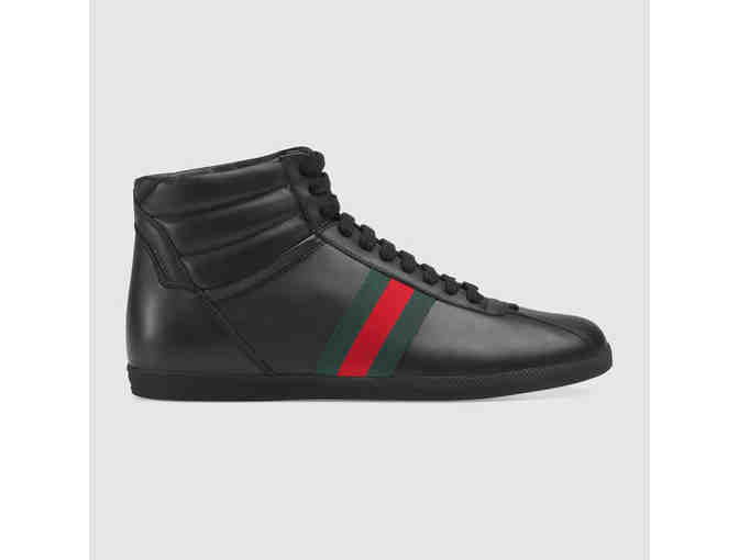 NEW - Men's Gucci Black Leather High-Top Sneaker