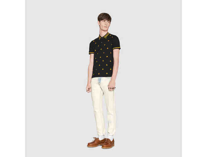 NEW - Men's Gucci Cotton Polo with Bees and Stars