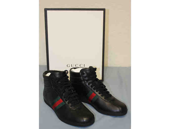 NEW - Men's Gucci Black Leather High-Top Sneaker