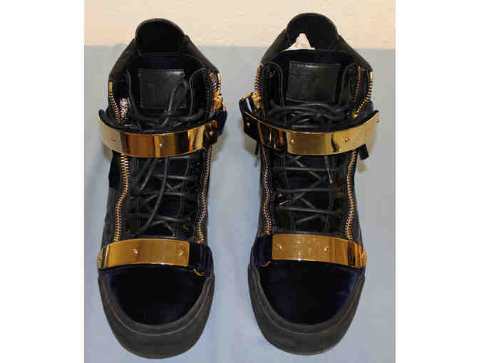 Giuseppe Zanotti Velvet London High-Top Sneakers - Navy Blue