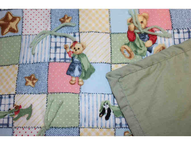 Teddy Bear Baby Blanket - Green - NEW