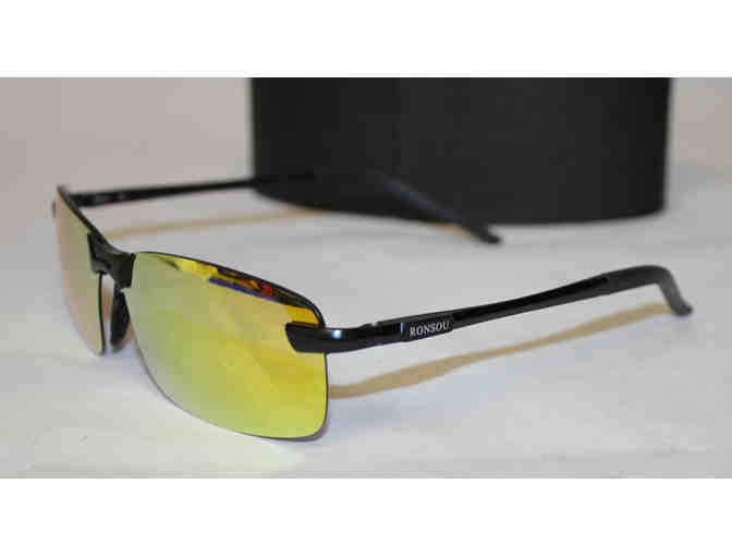 Ronsou Retangular Polarized Sunglasses - Black