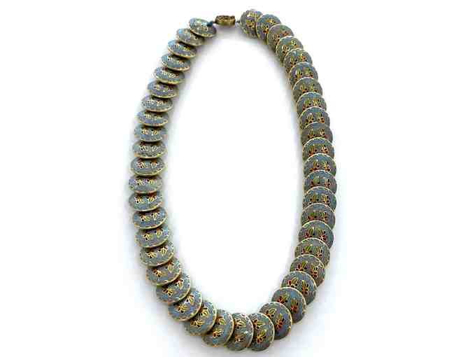 Vintage Chinese Floral Cloisonne Disk Bead Necklace (Unknown Artist) - LIVE AUCTION