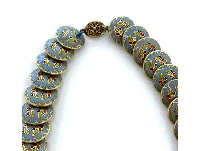 Vintage Chinese Floral Cloisonne Disk Bead Necklace (Unknown Artist) - LIVE AUCTION