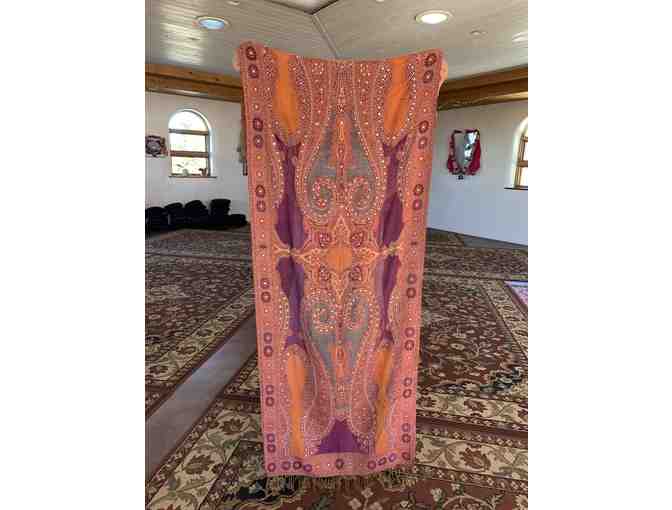 Beautiful Sparkly Orange and Maroon Shawl Worn by the Divine Mother at Night.