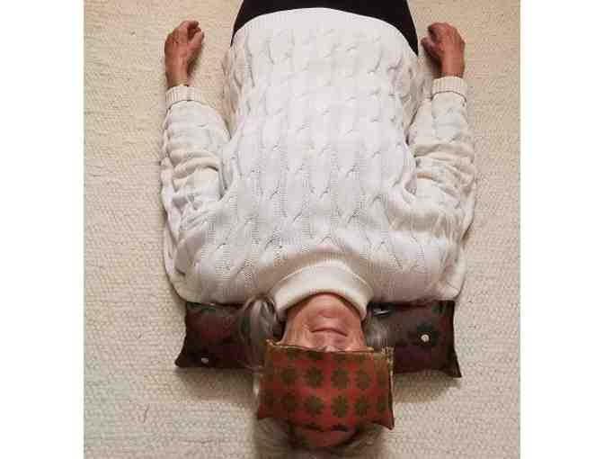 Golden Orange Sparkly Eye and Neck Pillow made from the Divine Mother's Sari