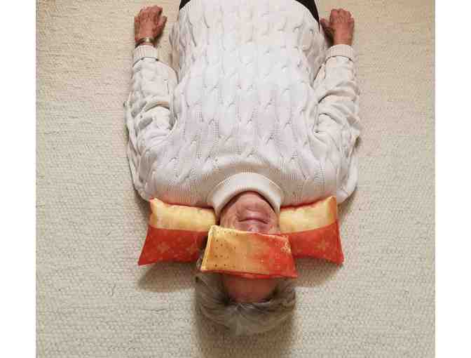 Orange Sparkly Eye and Neck Pillow made from the Divine Mother's Sari