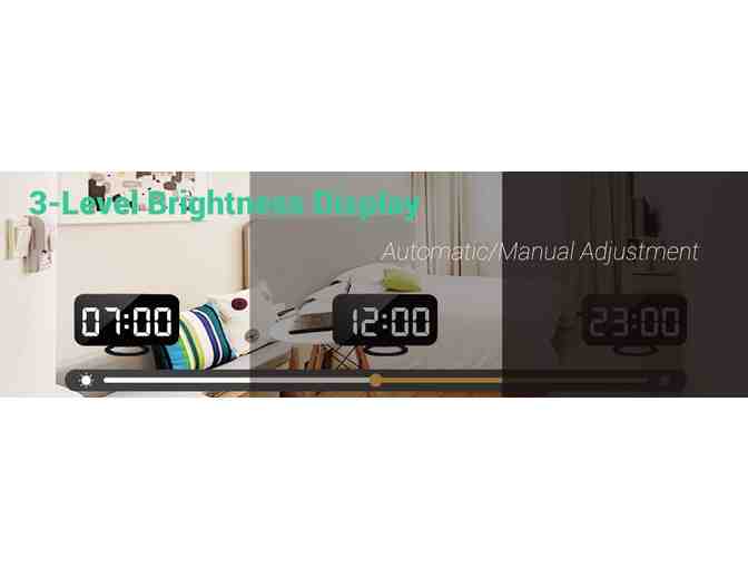 LED Alarm Clock with Adjusting Brightness and Dual USB Ports