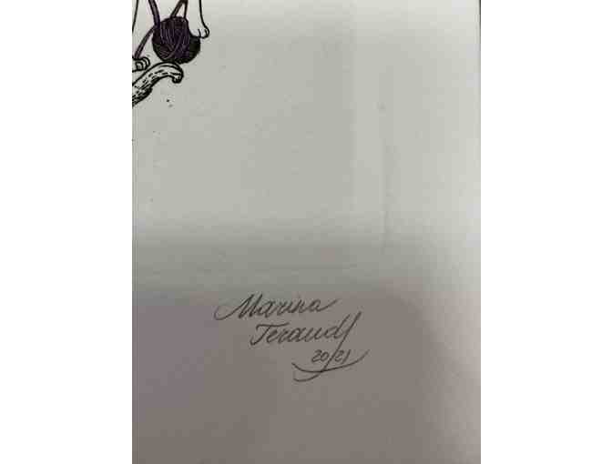 'Cat Heart' #71/100 Fine Etching and Watercolor by Marina Terauds