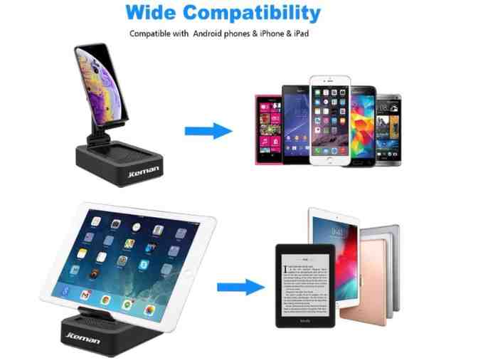 JTEMAN Cell Phone Stand with Wireless Bluetooth Speaker