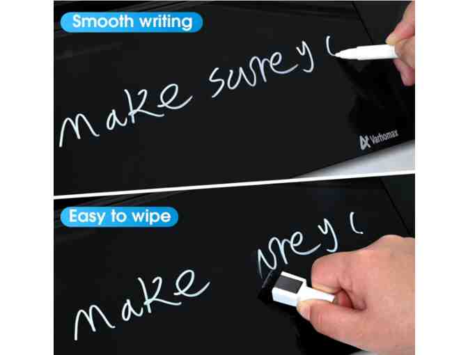 Glass Desk Whiteboard Black w/ Wireless Charger & Markers