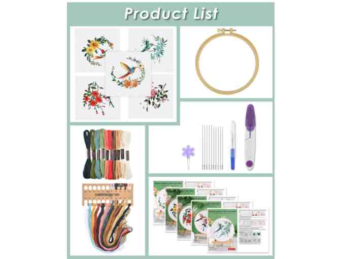 5 Sets Embroidery Kit: Beginners: Hummingbirds