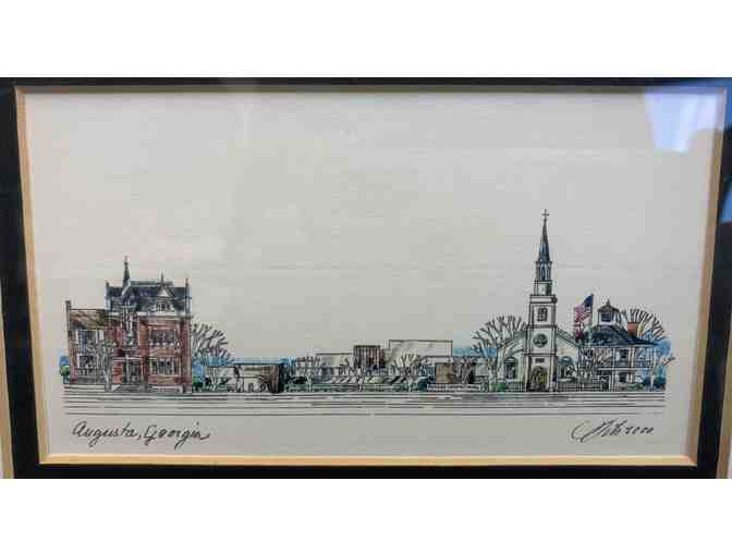 Framed Set of Three John Pils City Skylines Drawings