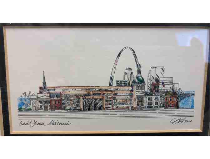 Framed Set of Three John Pils City Skylines Drawings