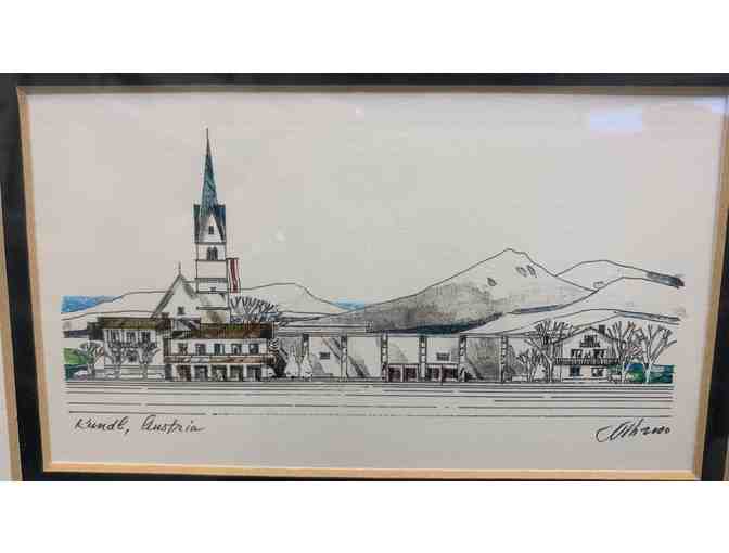 Framed Set of Three John Pils City Skylines Drawings