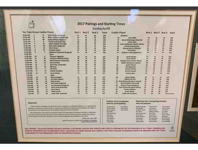 2017 Seminis 'At the Masters' Framed Memorabilia