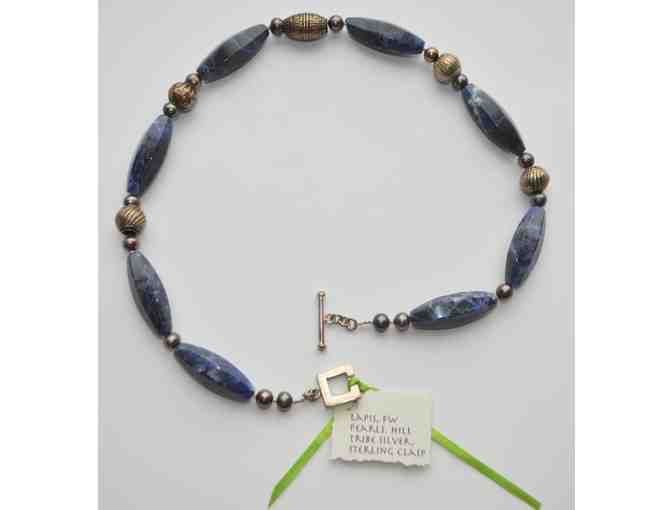 Lapis Lazuli, Fresh Water Pearls and Hill Tribe Silver Necklace