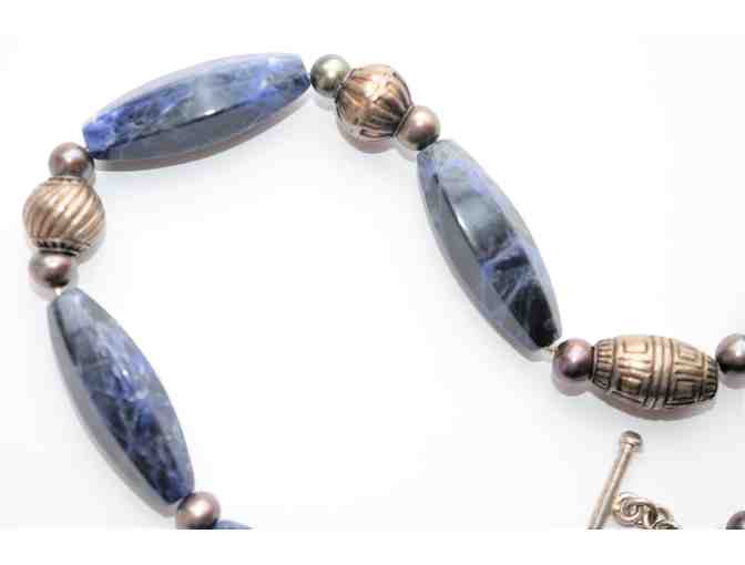 Lapis Lazuli, Fresh Water Pearls and Hill Tribe Silver Necklace