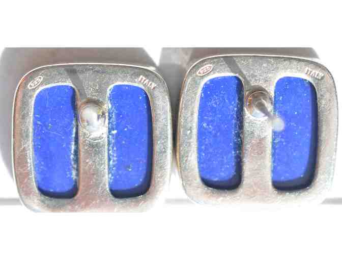 Lapis Lazuli and Sterling Silver Earrings - Italian
