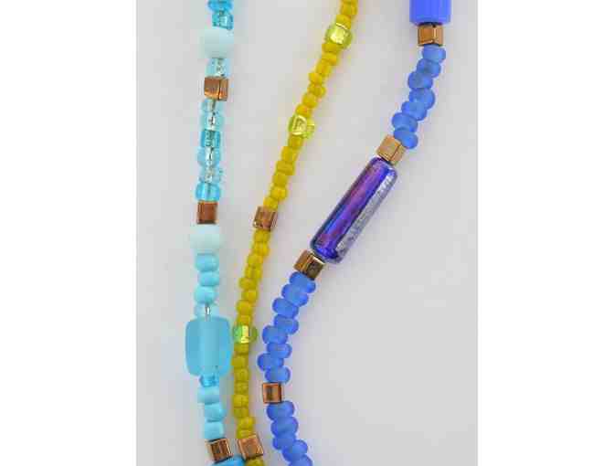 Aqua Lime Vietnamese Glass, Cloisonne bead and Ceramic Fish Necklace