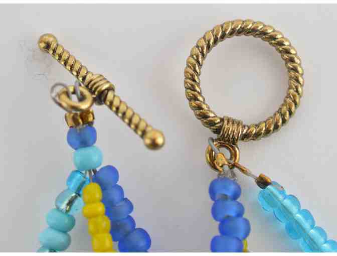 Aqua Lime Vietnamese Glass, Cloisonne bead and Ceramic Fish Necklace