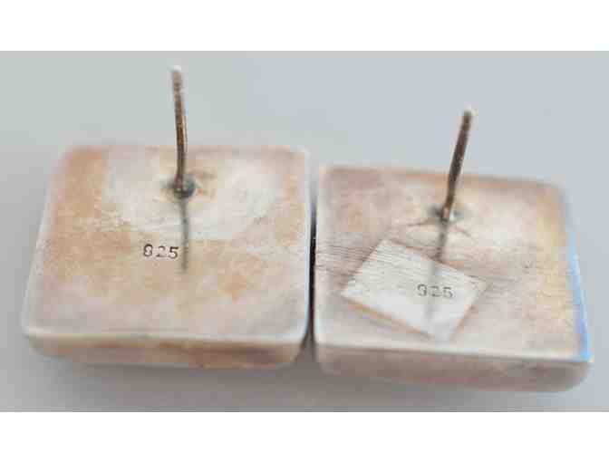 Vintage Square Sterling Earrings with small center stone