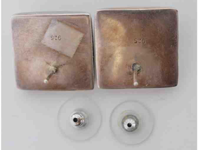 Vintage Square Sterling Earrings with small center stone