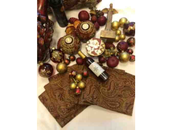 Instant  Gold and Burgundy Colors Holiday Decor Basket
