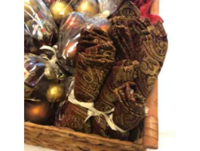 Instant  Gold and Burgundy Colors Holiday Decor Basket