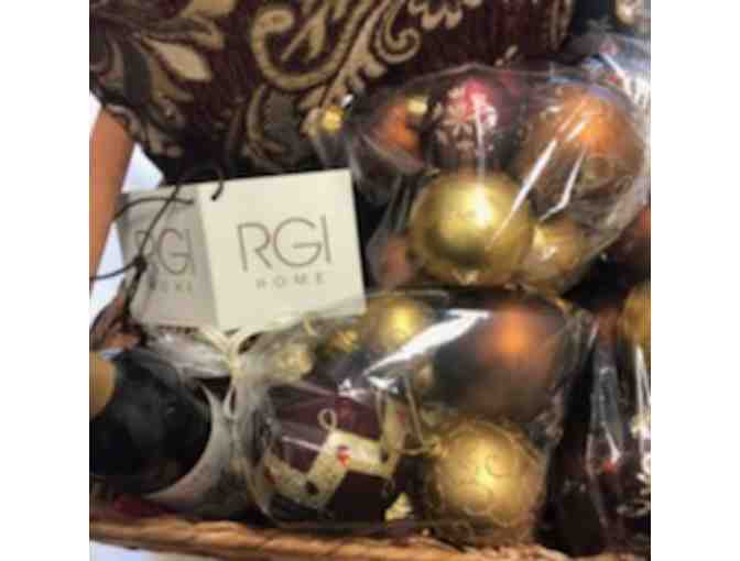 Instant  Gold and Burgundy Colors Holiday Decor Basket