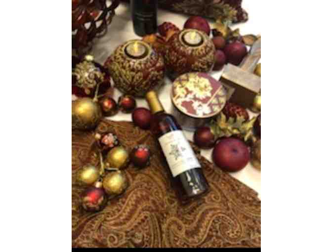 Instant  Gold and Burgundy Colors Holiday Decor Basket