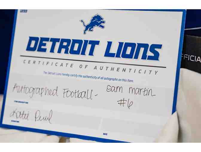 Autographed Detroit Lion Football by Sam Martin #6
