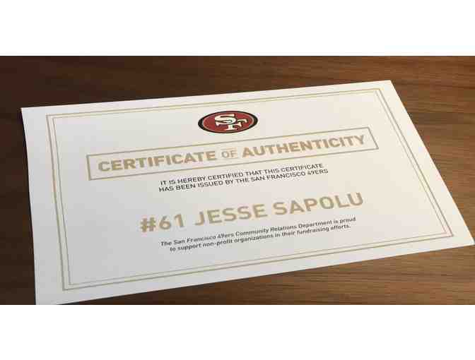 San Francisco 49ers Jesse Sapolu Limited Edition Football.