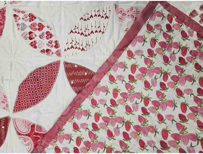 Handmade 'Red, White and Love' 52' x 43' Quilt