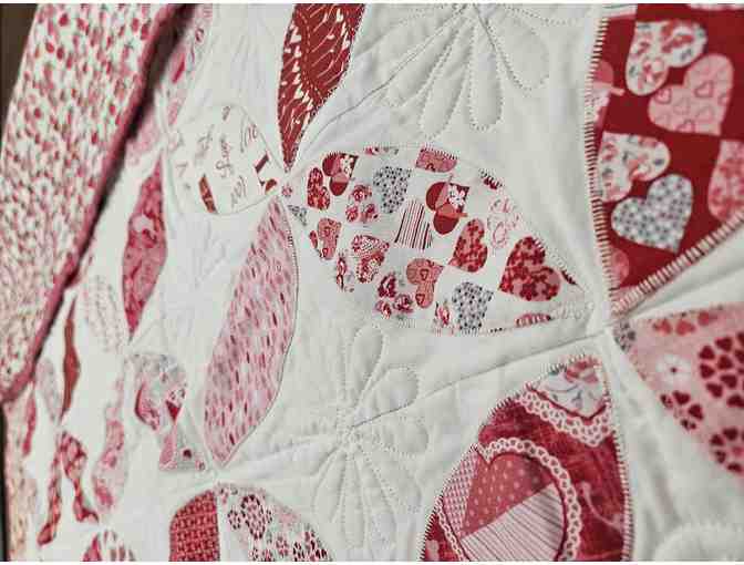 Handmade 'Red, White and Love' 52' x 43' Quilt