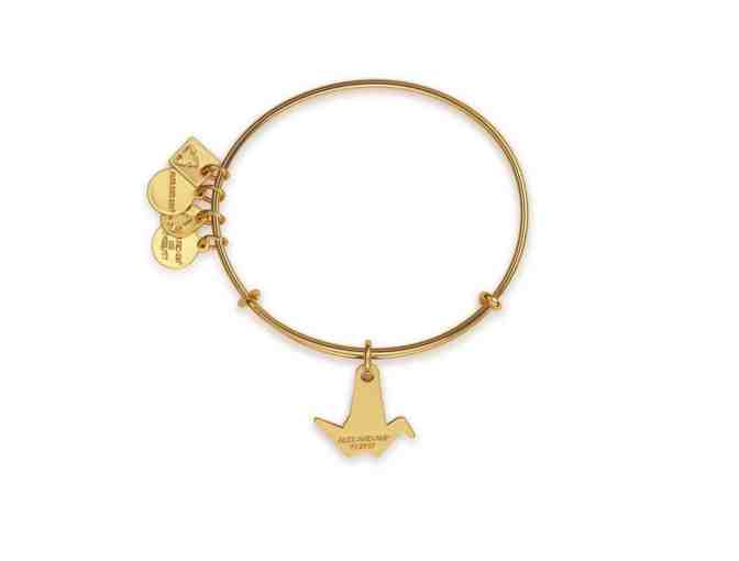Alex and Ani Paper Crane Charm on Shiny Gold Bangle
