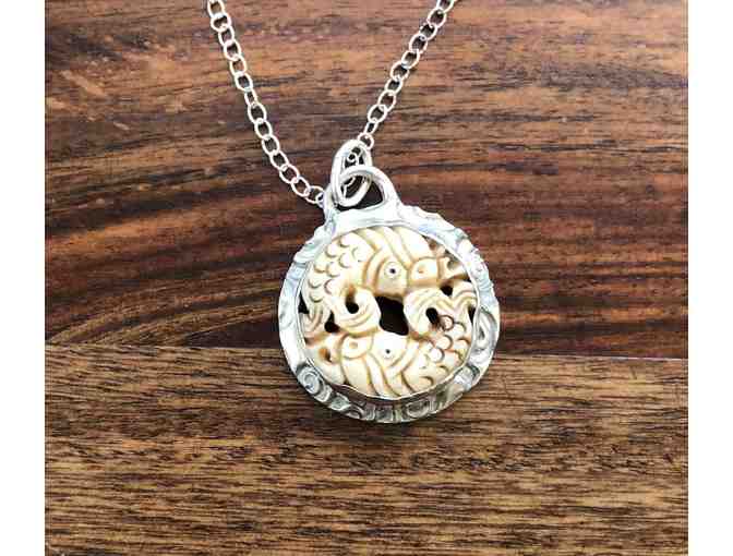 Carved Bone Pendant Necklace
