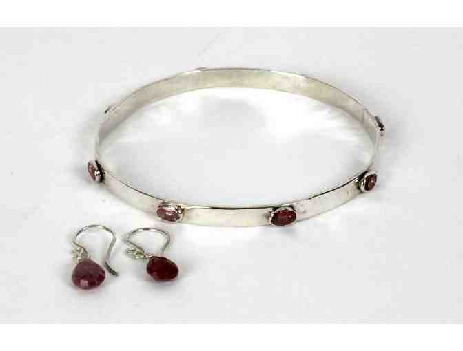 Sterling Silver Bangle Bracelet and Earrings Set