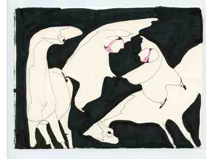 Abstract Equine Ink Drawing -- Contemporary Artwork