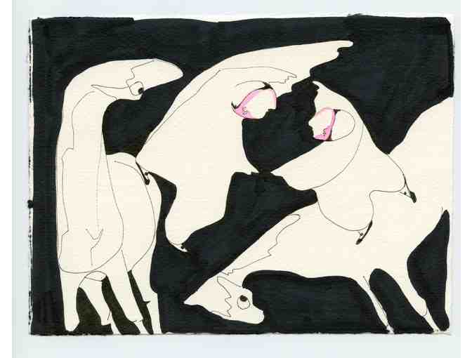 Abstract Equine Ink Drawing -- Contemporary Artwork - Photo 1