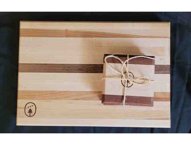 Handcrafted Hardwood Cutting Board and Set of Four Coasters
