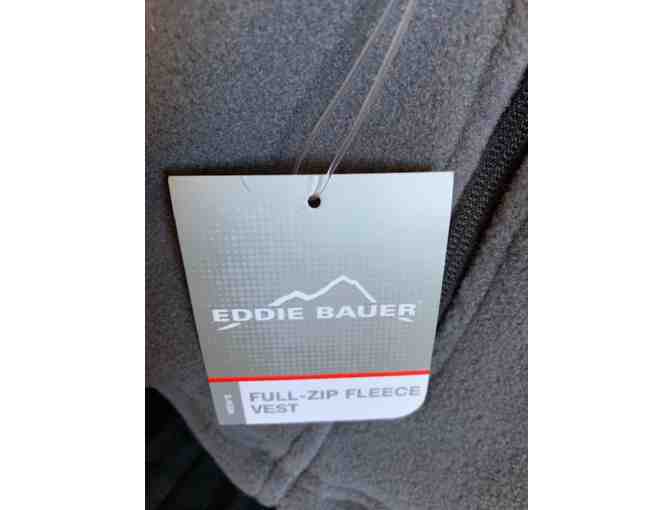 Men's XL Eddie Bauer Gray Fleece Vest with Bridgton Logo