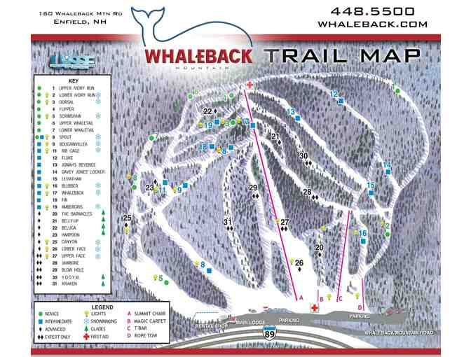 Two Lift Tickets at Whaleback Mountain, Enfield, NH Valid for 2021-2022 Season